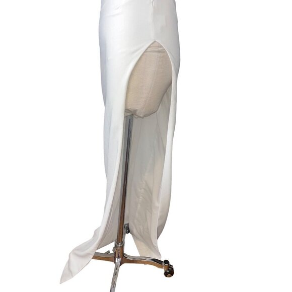 Monot Cut Out One Shoulder Maxi Dress in White New Womens Long Maxi Gown - Picture 8 of 17